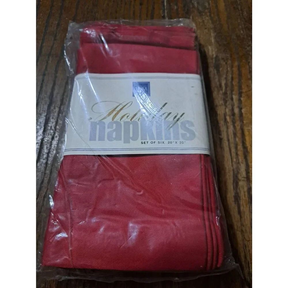 New Mikasa Set 6 Red Holiday Christmas Fabric Napkins Party Wedding Formal Table